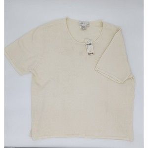 CASUAL CORNER Knit Sweater Top Sz XL Women Short Sleeve Career Casual Ivory NWT